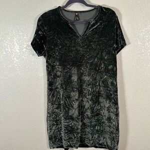 Orb Slate Gray Crushed Velvet Notch Collar Dress Size Large